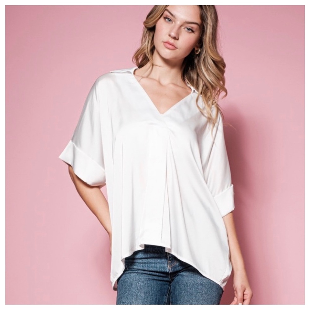 Boho Satin Loose Fit V-neck Blouse